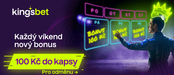 Cash bonus u Kingsbetu 100 Kč můžete získat vždy o víkendu