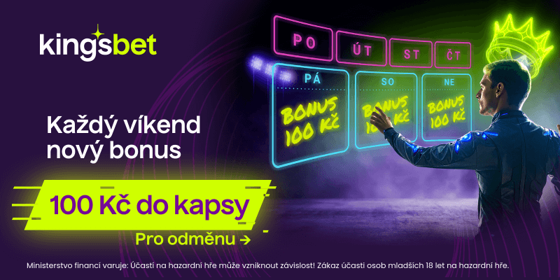 Cash bonus u Kingsbetu 100 Kč můžete získat vždy o víkendu