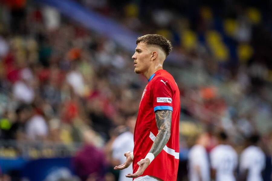 Patrik Vydra během utkání Česka s Anglií
