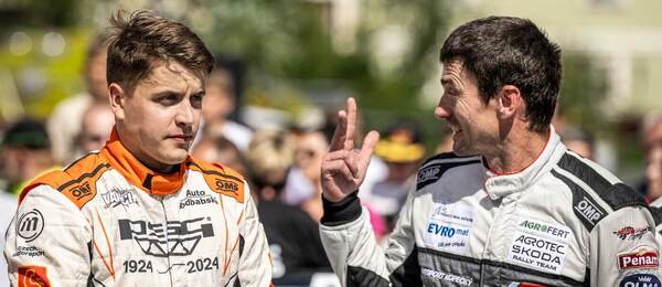 Rally Bohemia (MČR v rally), zleva Dominik Stříteský a Jan Kopecký, fotka z roku 2024