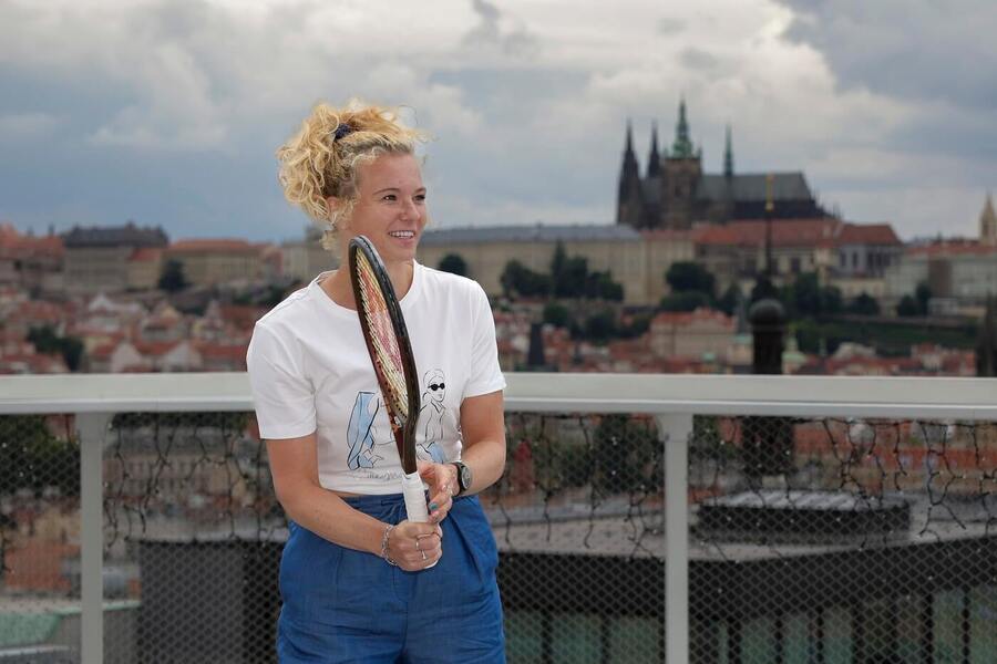 Tenistka Kateřina Siniaková před turnajem WTA Prague Open 2025 v Praze