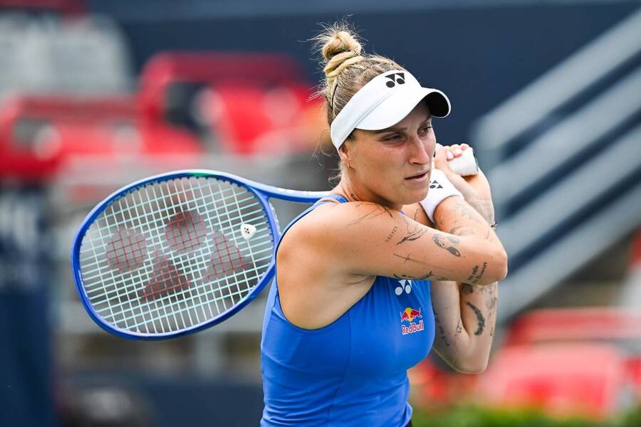 Česká tenistka Markéta Vondroušová ve vítězném utkání 1. kola WTA Montreal 2025 v Kanadě, kde dnes hraje 2. kolo.