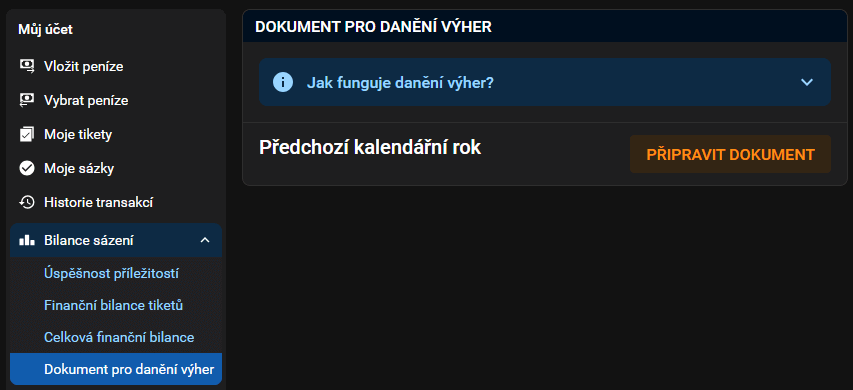 Zdanění výher u Tipsportu: dokument pro danění výher