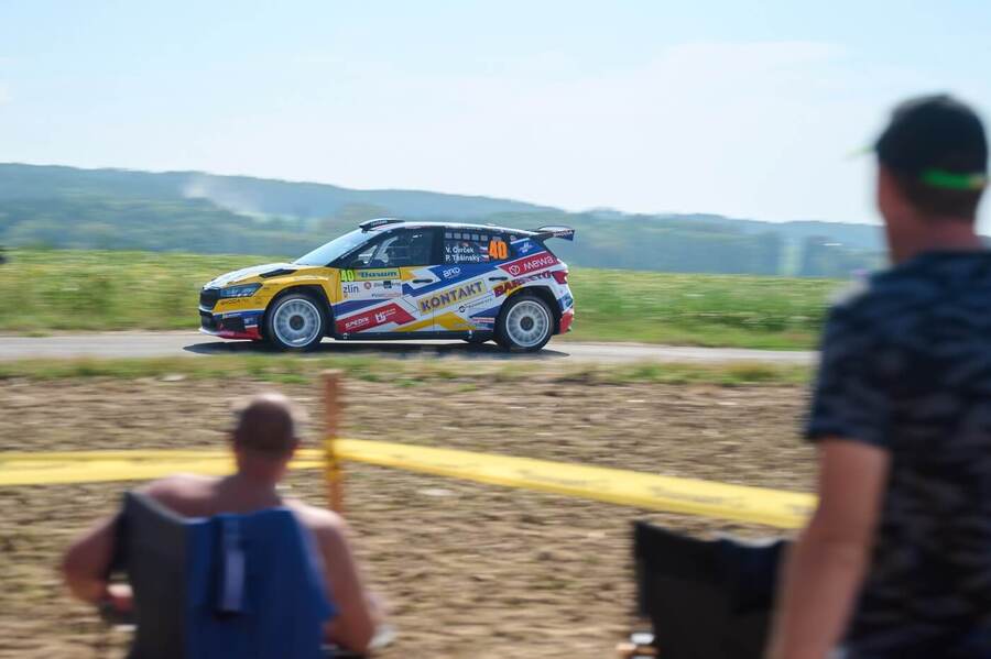 Věroslav Cvrček ml. s vozem Škoda Fabia RS Rally2 na trase Barum Rally Zlín (fotka z roku 2024