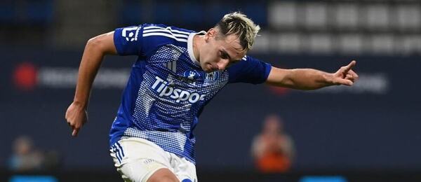 Matěj Hadaš z Olomouce v duelu proti Slovanu Liberec