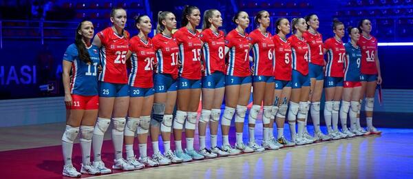 Česká ženská volejbalová reprezentace na MS 2025 (foto ze zápasu proti Argentině)