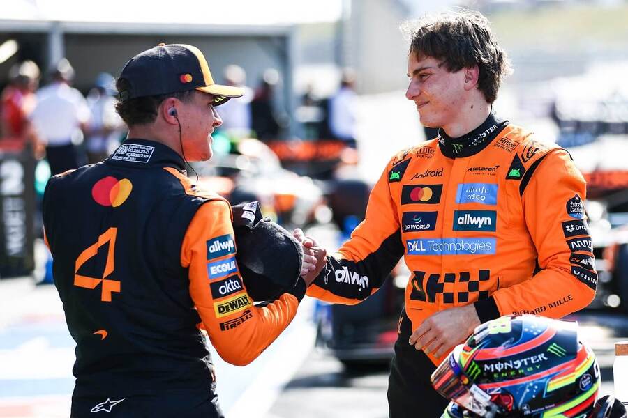 Lando Norris a Oscar Piastri po kvalifikaci na VC Nizozemska