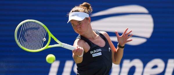 Tenistka Barbora Krejčíková ve vítězném zápase na US Open v New Yorku, kde dnes spolu s dalšími Češkami a Čechy hraje osmifinále