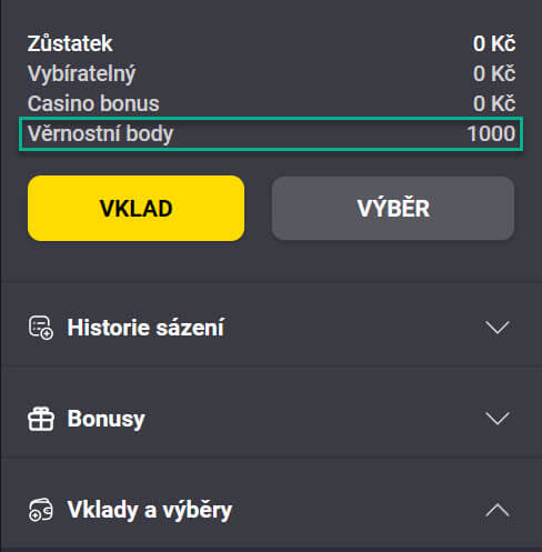 1&nbsp;000 věrnostních bodů u&nbsp;Fortuny na uživatelském účtu