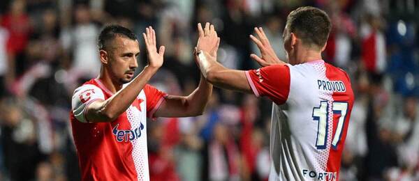 Chance Liga 2025/26: Na snímku slávisté Ivan Schranz a Lukáš Provod