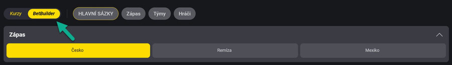 Ikona Fortuna BetBuilder u&nbsp;fotbalového zápasu