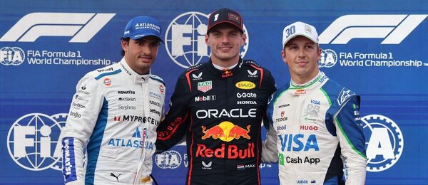 Sainz, Verstappen a Lawson po kvalifikaci na Velkou cenu Ázerbájdžánu Sainz, Verstappen a Lawson po kvalifikaci na Velkou cenu Ázerbájdžánu