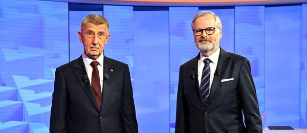 Volby, Andrej Babiš a Petr Fiala při předvolební debatě na TV Nova