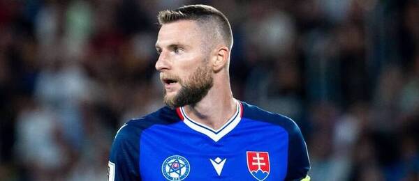 Milan Škriniar, kapitán slovenské fotbalové reprezentace, v utkání proti Německu