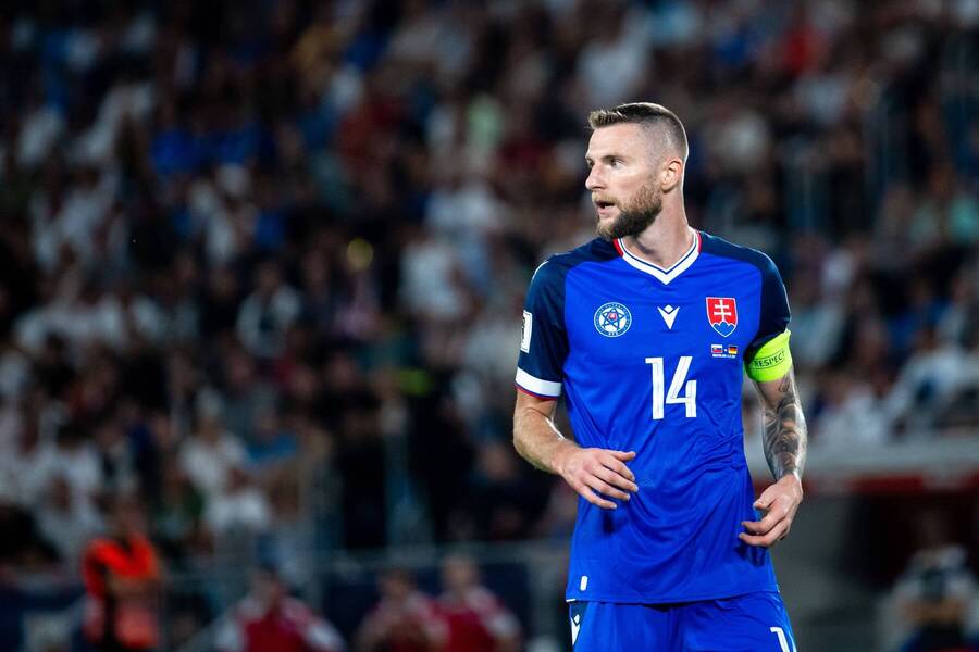 Milan Škriniar, kapitán slovenské fotbalové reprezentace, v utkání proti Německu