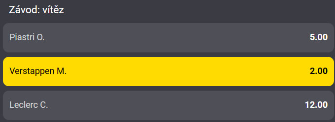 Vsaďte si u Fortuny na Formuli 1