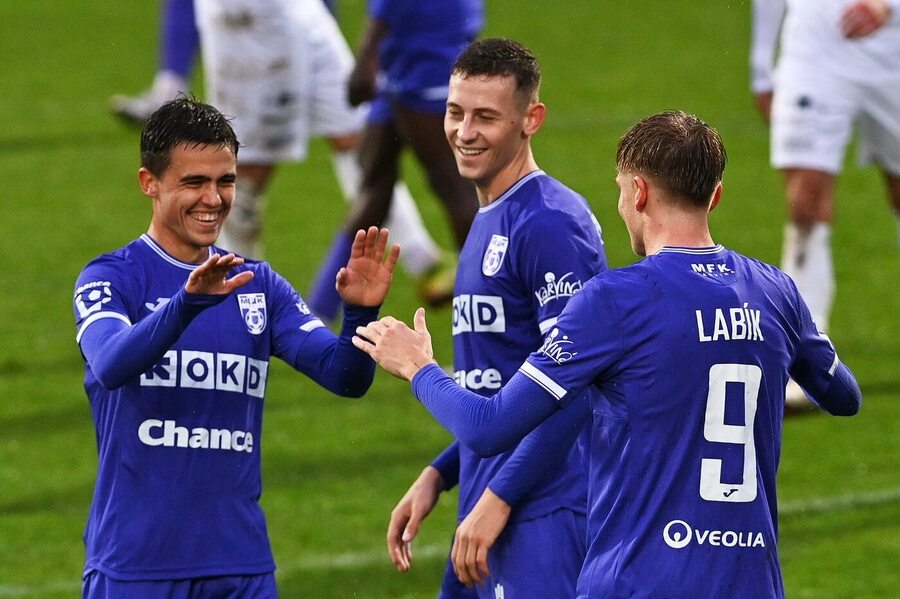 Denny Samko, Jakub Křišťan a Albert Labík z Karviné