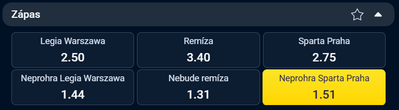 Tip redakce BetArena.cz na utkání Konferenční ligy Legia vs. Sparta