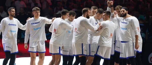 Česká basketbalová reprezentace v zápase na EuroBasketu 2025