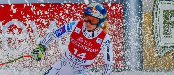 Ester Ledecká během Super G v Itálii