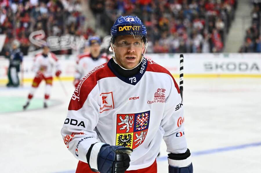 Ondřej Kaše po vstřelení gólu v zápase EHT proti Finsku