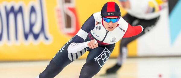 Česká rychlobruslařka Martina Sáblíková v závodě SP Hamar 2025, dnes Sáblíková v Norsku jede 3 000 m žen 