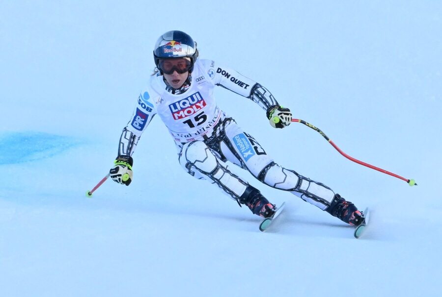 Česká lyžařka Ester Ledecká během tréninku