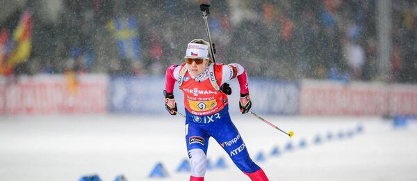 Česká biatlonistka Tereza Voborníková v akci