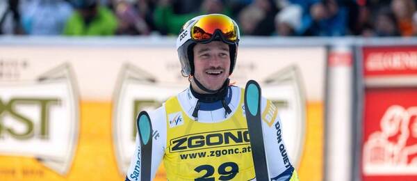 Alpské lyžování, Jan Zabystřan po vítězném Super-G v italské Val Gardeně