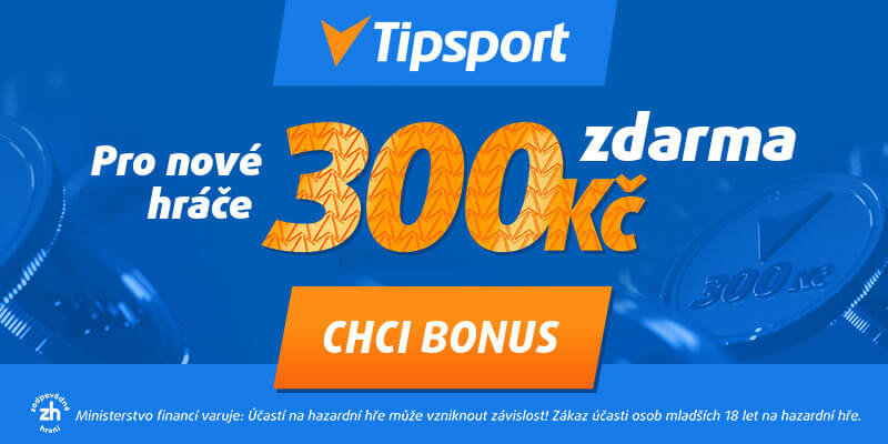 Tipsport bonus 300&nbsp;Kč získáte za online registraci, na pobočku chodit nemusíte