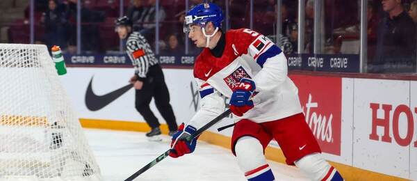 Adam Jiříček, český juniorský reprezentant, v duelu proti Finsku