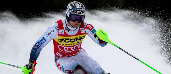 Norský lyžař Timon Haugan během závodu SP v Alta Badii