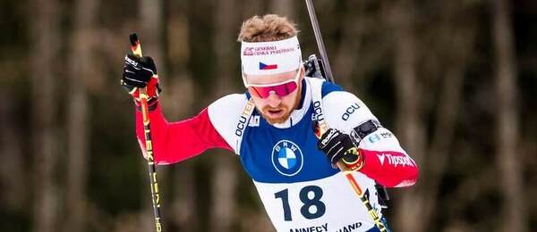 Český biatlonista Vítězslav Hornig ve sprintu