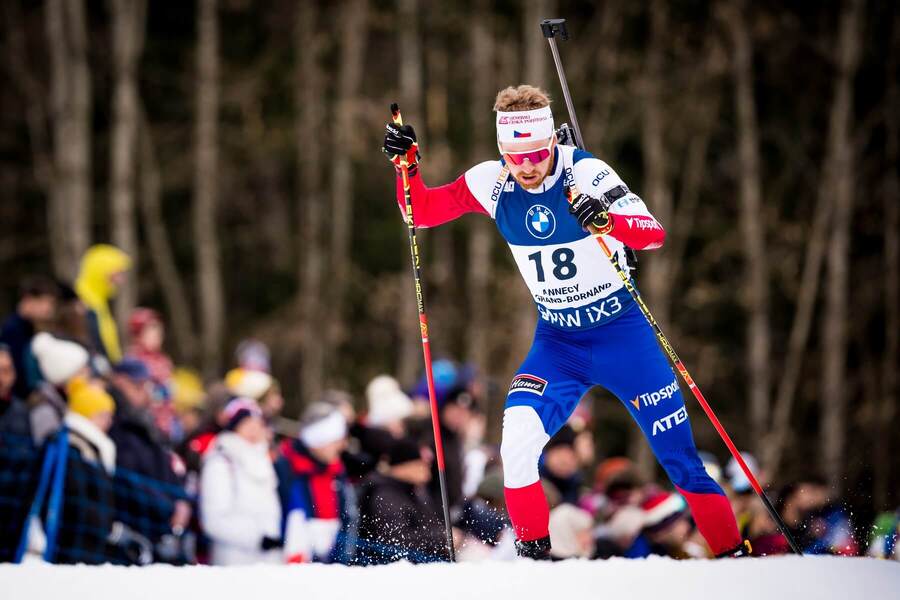 Český biatlonista Vítězslav Hornig ve sprintu