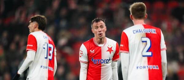 19. kolo Chance Ligy 2025/2026: Tomáš Vlček ze Slavie v utkání proti Jablonci