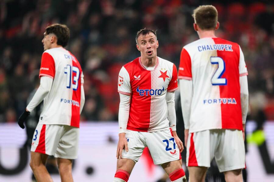 19. kolo Chance Ligy 2025/2026: Tomáš Vlček ze Slavie v&nbsp;utkání proti Jablonci