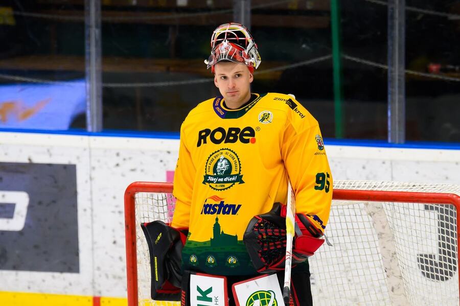 Vsetínský brankář Miroslav Svoboda, fotka ze zápasu Vsetín vs. Přerov