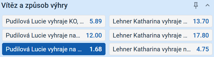 Sázkařský tip na zápas Pudilová vs. Lehner na Oktagonu 83