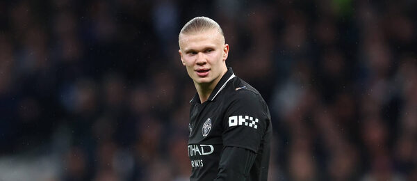 Erling Haaland během zápasu Manchesteru City s Tottenhamem