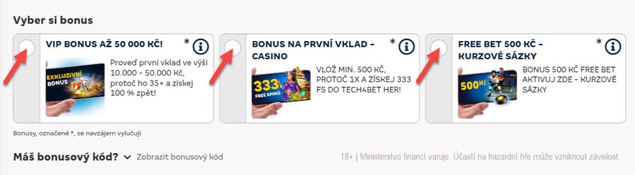 Nabídka MerkurXtip bonusů před prvním vkladem