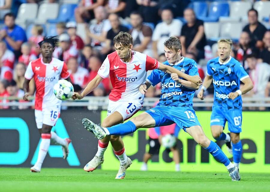 Mojmír Chytil a&nbsp;Denis Donát v&nbsp;minulém vzájemném utkání Slavie s&nbsp;Mladou Boleslaví