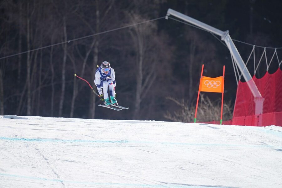 Jan Zabystřan na trati mužského sjezdu