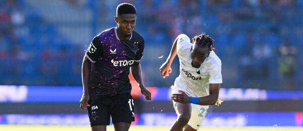 Zleva Oscar Dorley a Aziz Kayondo v minulém vzájemném duelu Slavie s Libercem