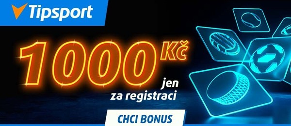 Tipsport bonus za registraci bez vkladu je navýšen na 1 000 Kč do odvolání