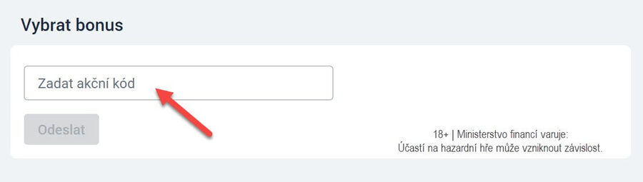 Poslední krok při zadávání Tipsport VIP kódu