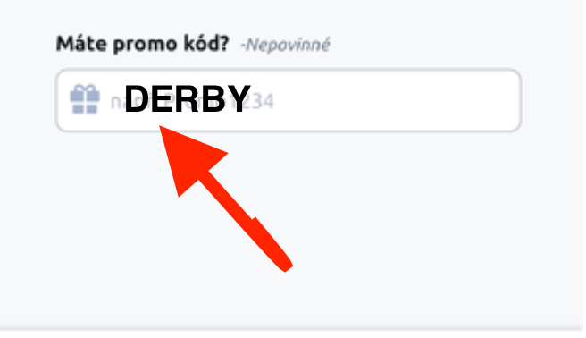 Do tohoto pole vyplňte promo kód DERBY