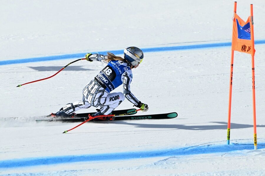 Ester Ledecká na trati včerejšího sjezdu ve Val di Fassa