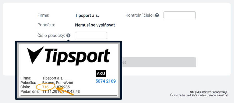 Kde najít číslo pobočky pro kontrolu tiketu Tipsport