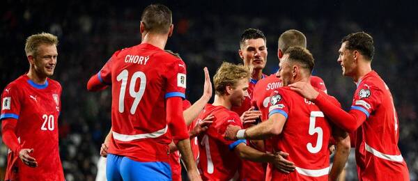 Česká radost ze vstřeleného gólu proti Gibraltaru