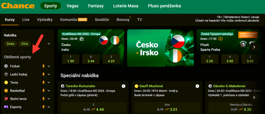 Chance kurzy a&nbsp;filtry